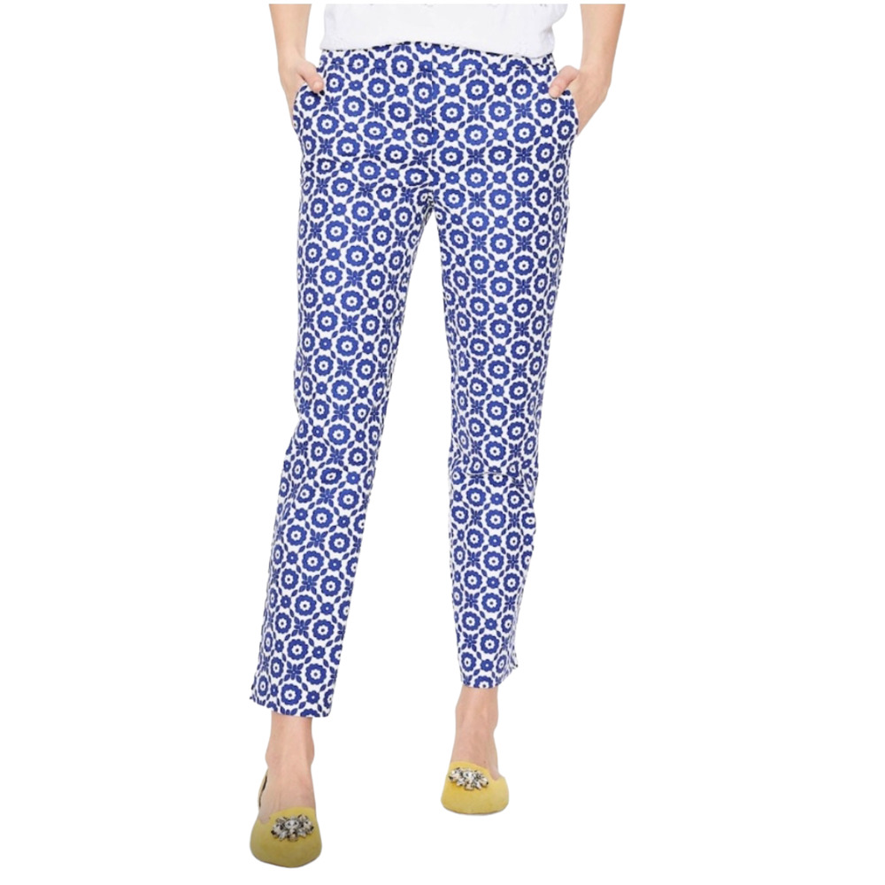 Boden Richmond Floral print 7/8 Trousers in Greek Blue Women Size  2 Petite